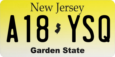 NJ license plate A18YSQ