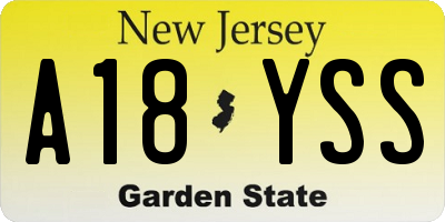 NJ license plate A18YSS