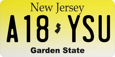 NJ license plate A18YSU