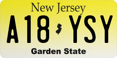 NJ license plate A18YSY