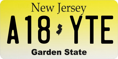NJ license plate A18YTE
