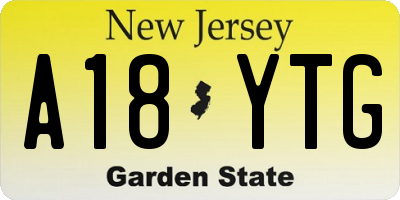 NJ license plate A18YTG