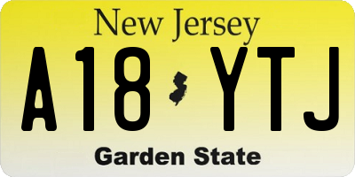 NJ license plate A18YTJ