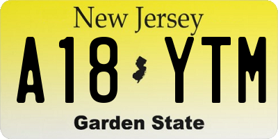 NJ license plate A18YTM