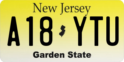 NJ license plate A18YTU