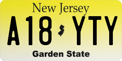 NJ license plate A18YTY