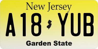 NJ license plate A18YUB