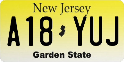 NJ license plate A18YUJ
