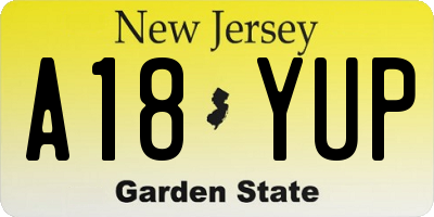 NJ license plate A18YUP