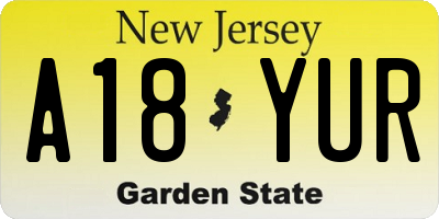 NJ license plate A18YUR