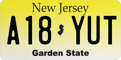 NJ license plate A18YUT