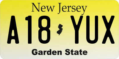 NJ license plate A18YUX