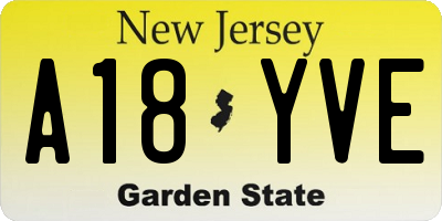 NJ license plate A18YVE