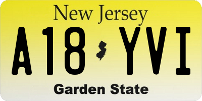 NJ license plate A18YVI