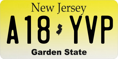 NJ license plate A18YVP