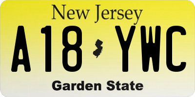 NJ license plate A18YWC