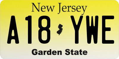 NJ license plate A18YWE