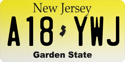 NJ license plate A18YWJ
