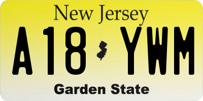 NJ license plate A18YWM