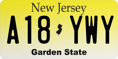 NJ license plate A18YWY