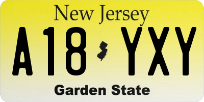 NJ license plate A18YXY