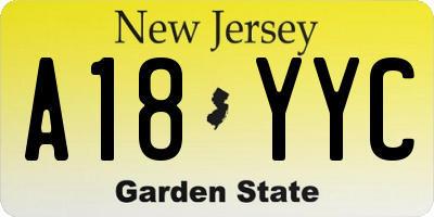 NJ license plate A18YYC