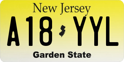 NJ license plate A18YYL