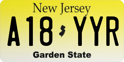NJ license plate A18YYR