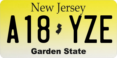 NJ license plate A18YZE