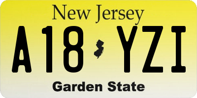 NJ license plate A18YZI