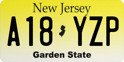 NJ license plate A18YZP