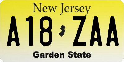 NJ license plate A18ZAA