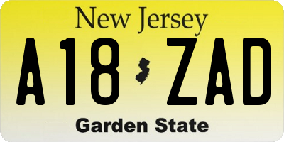 NJ license plate A18ZAD