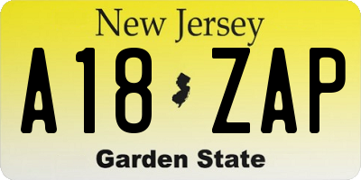 NJ license plate A18ZAP