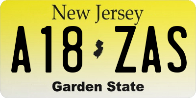 NJ license plate A18ZAS