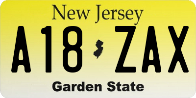 NJ license plate A18ZAX