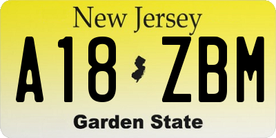 NJ license plate A18ZBM