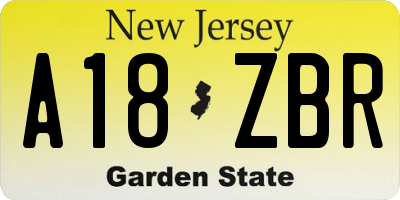 NJ license plate A18ZBR