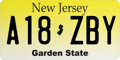 NJ license plate A18ZBY