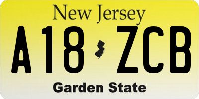 NJ license plate A18ZCB