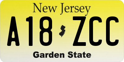NJ license plate A18ZCC