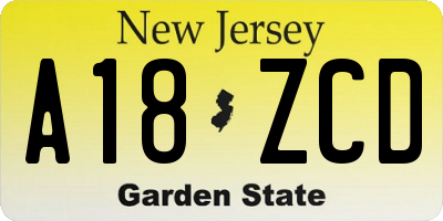 NJ license plate A18ZCD