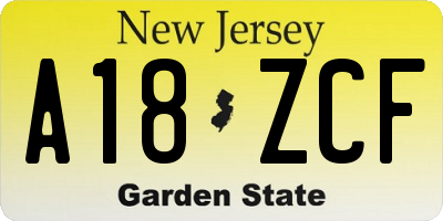 NJ license plate A18ZCF