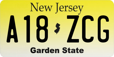 NJ license plate A18ZCG