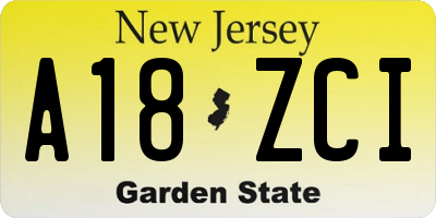 NJ license plate A18ZCI