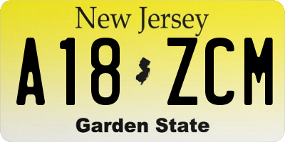 NJ license plate A18ZCM