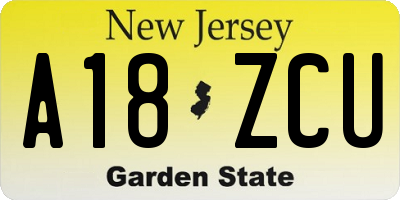 NJ license plate A18ZCU