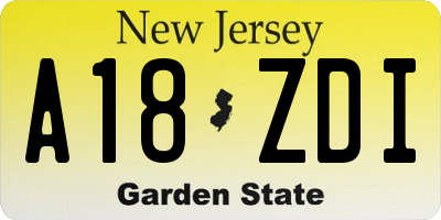 NJ license plate A18ZDI