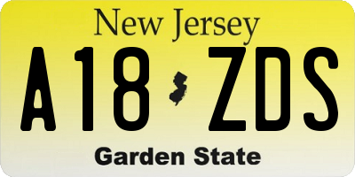 NJ license plate A18ZDS