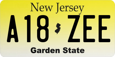 NJ license plate A18ZEE